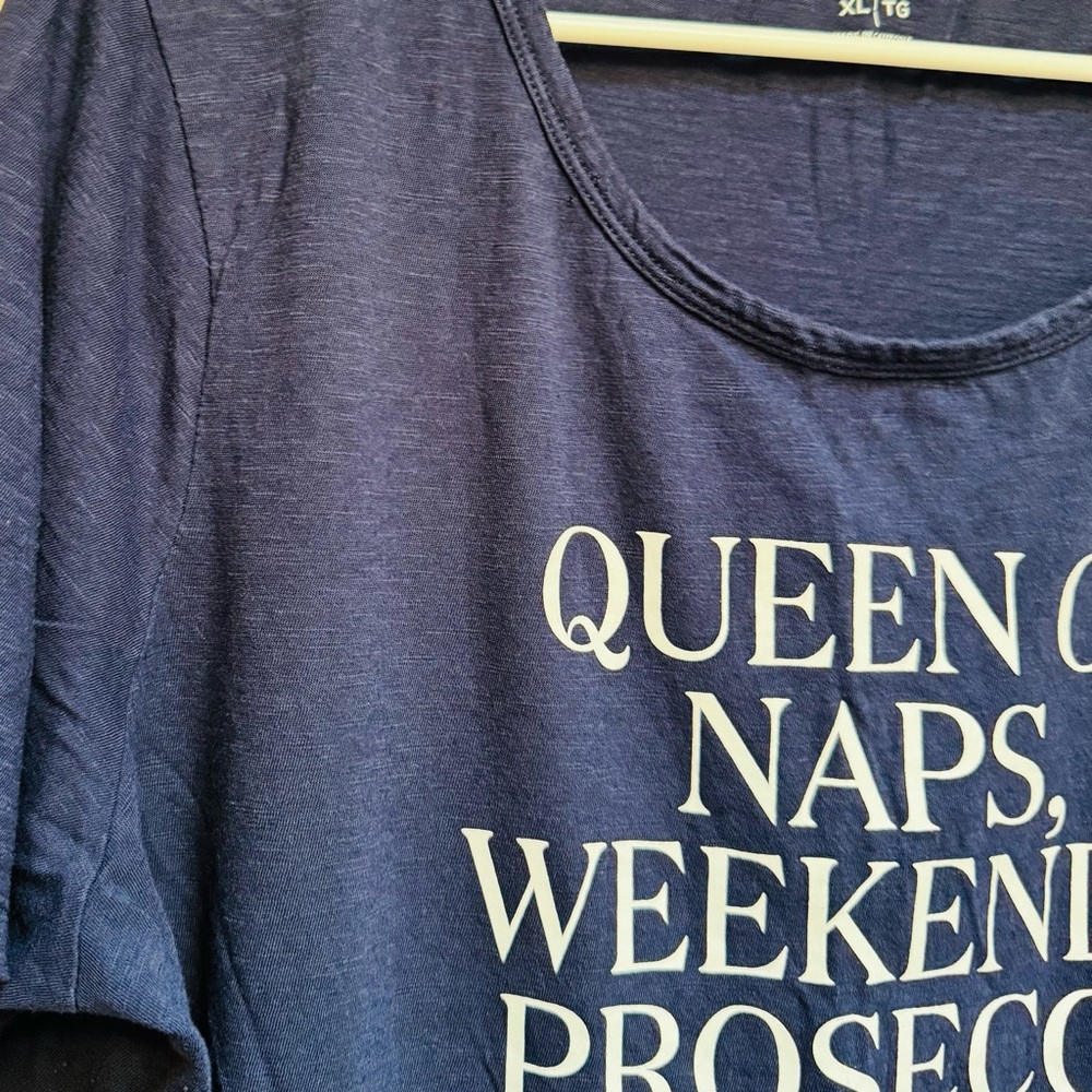OLD NAVY Blue Queen of Naps, Weekends, Prosecco & Brunch Tshirt womens size XL - Picture 7 of 15